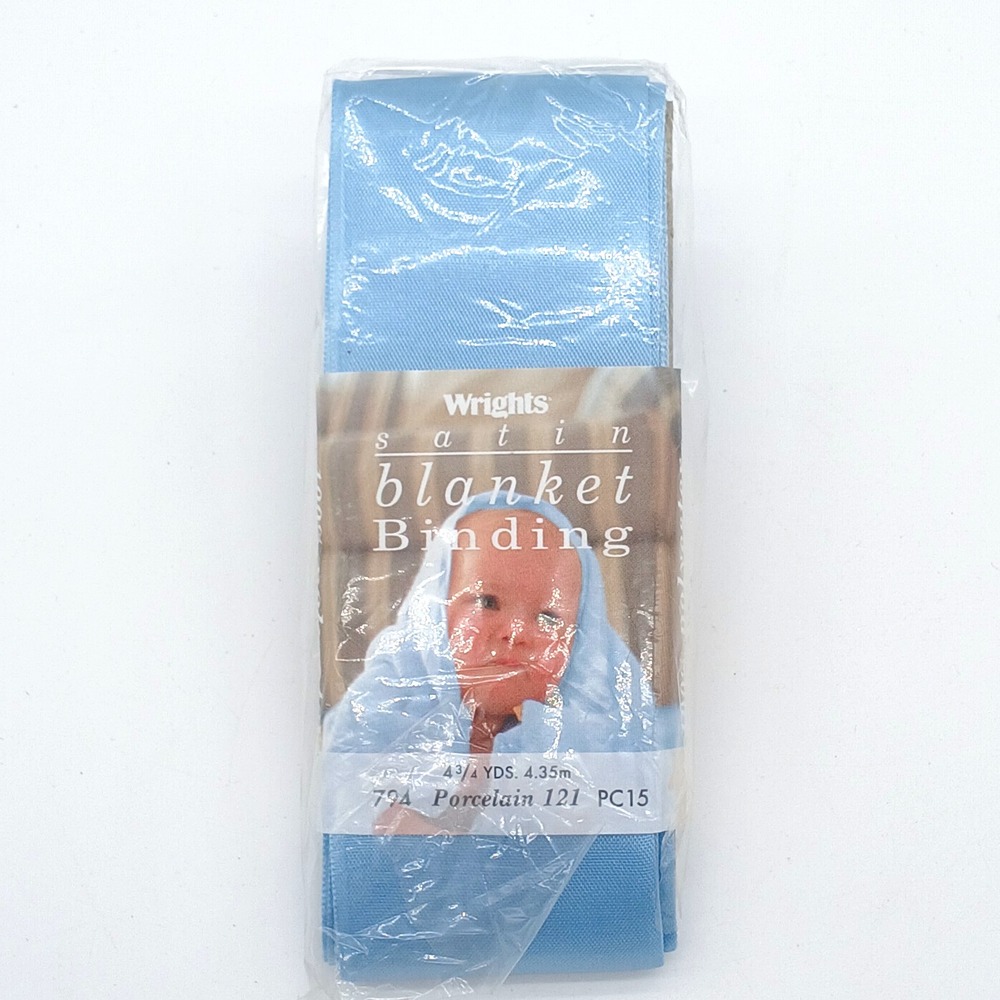 Wrights Blue Satin Blanket Binding 4.75 Yd - 794 Porcelain 121